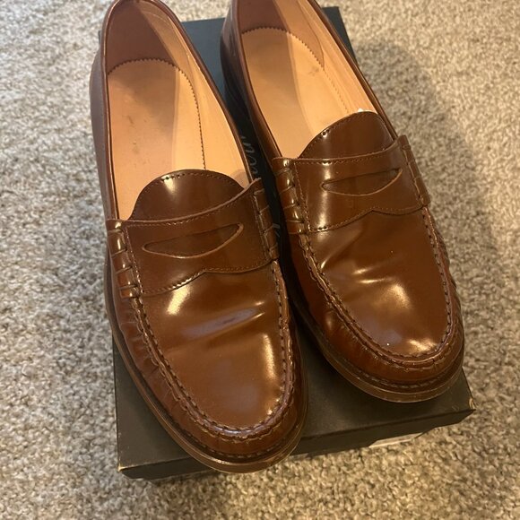 J. Crew Patent Leather Winona Penny Loafers Brown 9/8.5 - Picture 7 of 9